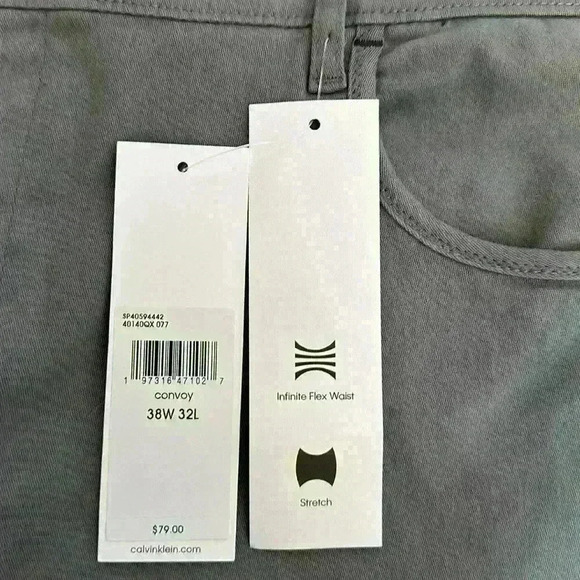 Calvin Klein NWT Gray Slim Fit Flex Waist Stretch 5 Pocket Denim Mens Jean 38W - Picture 11 of 15